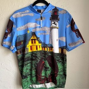 Giordana Maine Lobster Large Pullover 1/4 Zip Cycling Jersey Shirt Short Sleeve